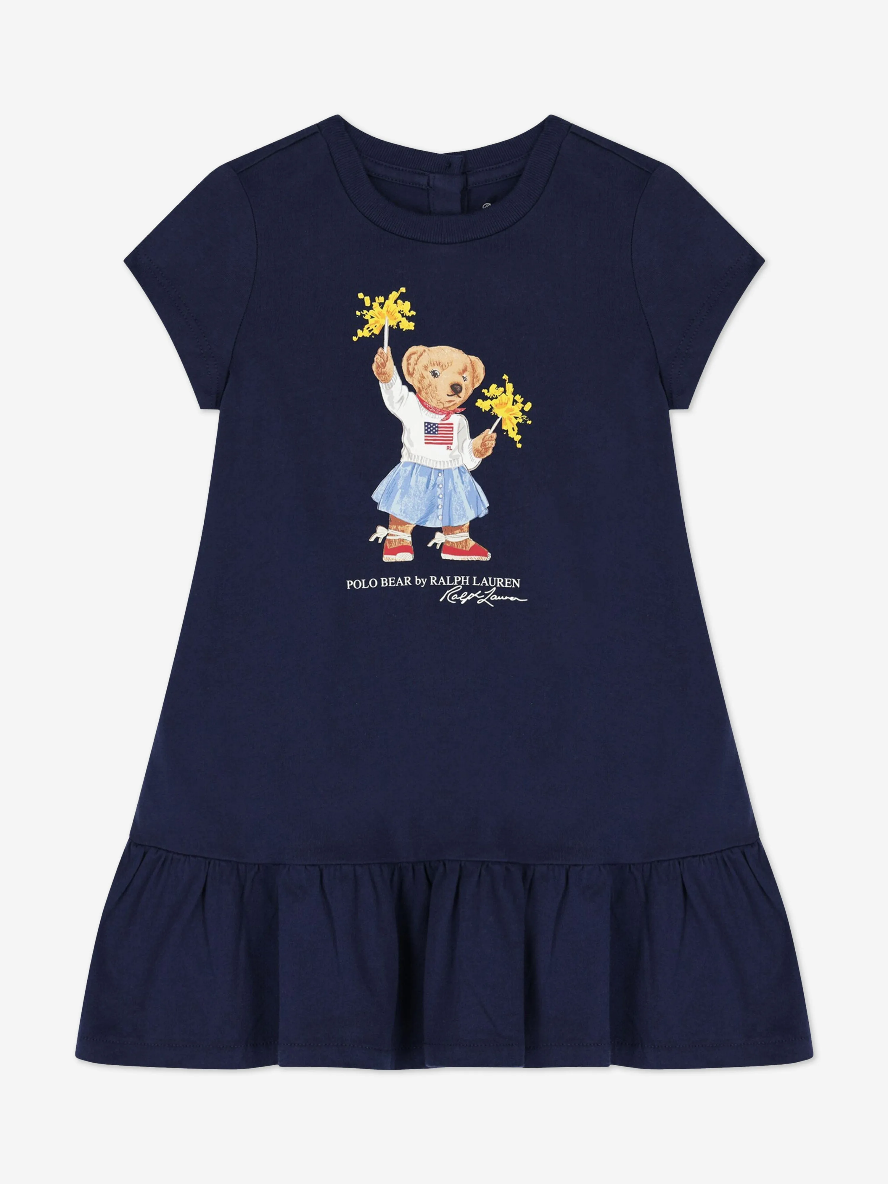 Ralph Lauren Baby Girls Sparkler Bear Dress in Navy