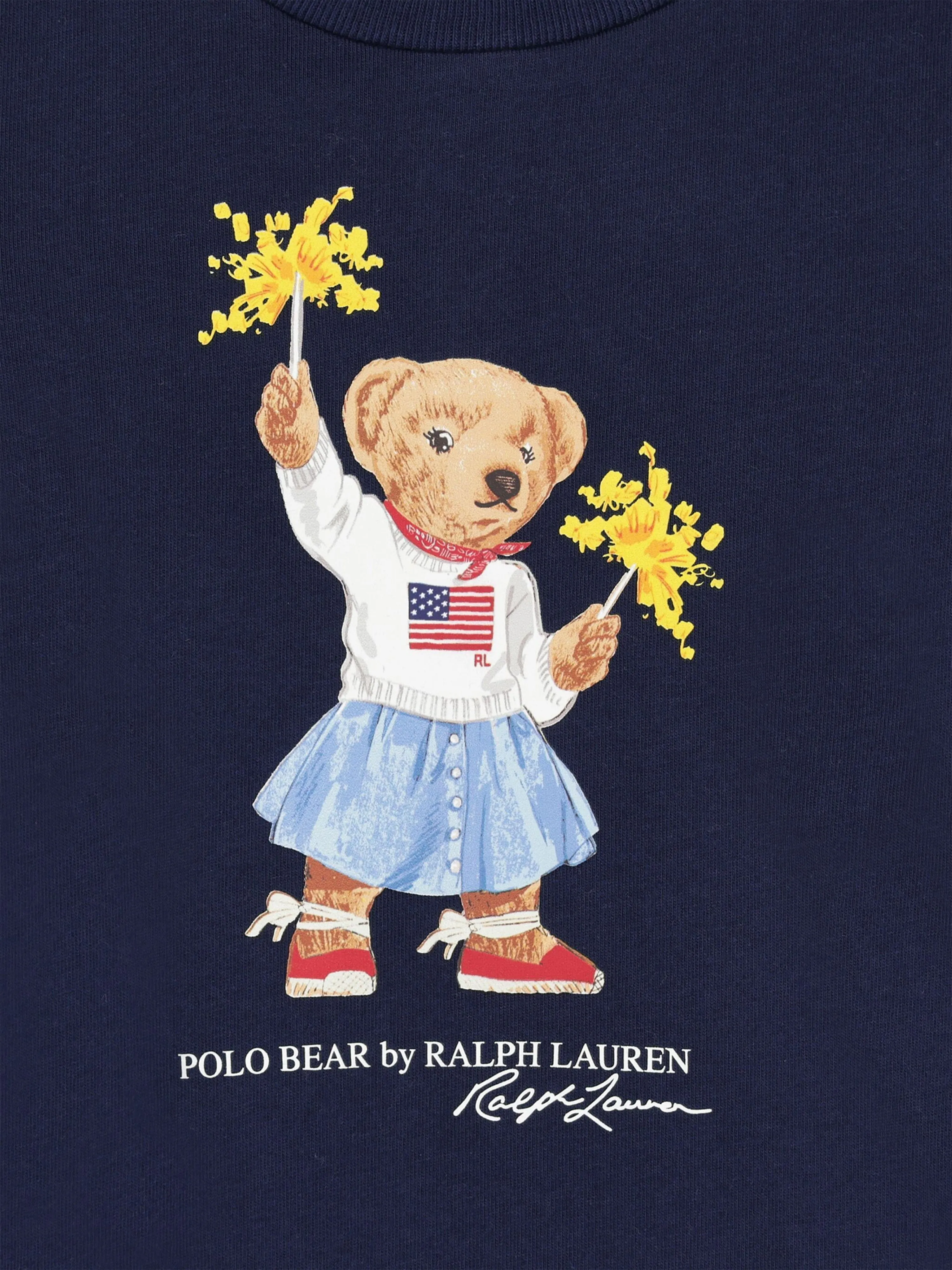Ralph Lauren Baby Girls Sparkler Bear Dress in Navy