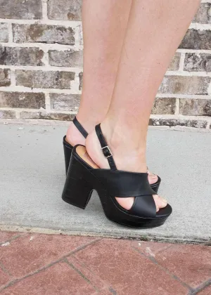 Ready For It Platform Wedge Sandals - Black