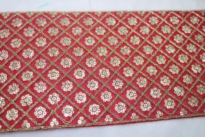 Red Embellished Sequins Work Embroidered Border