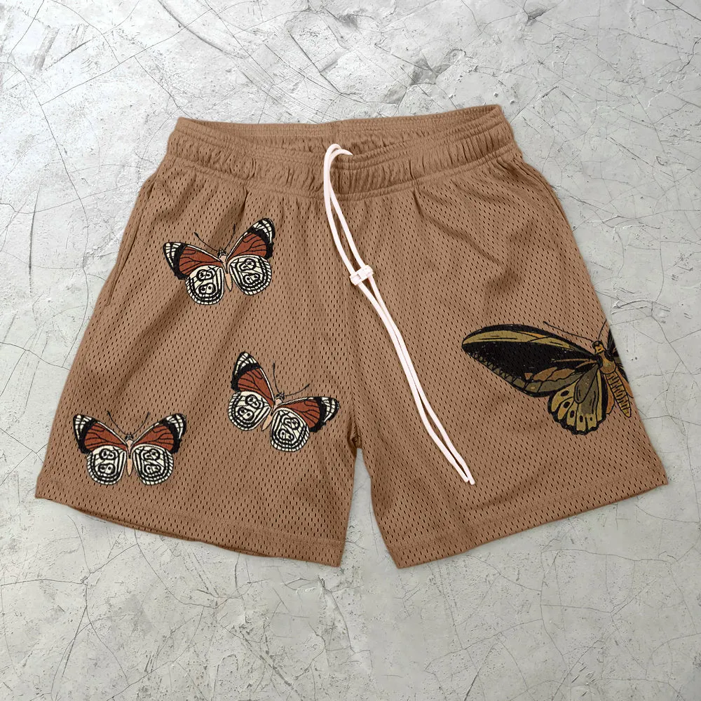 Retro Butterfly Casual Street Mesh Shorts