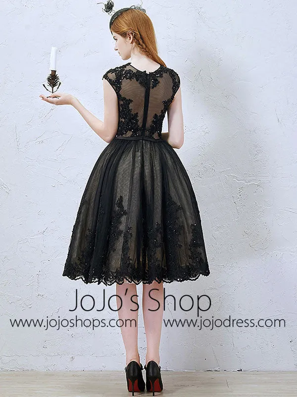 Retro Short Black Lace Formal Evening Dress