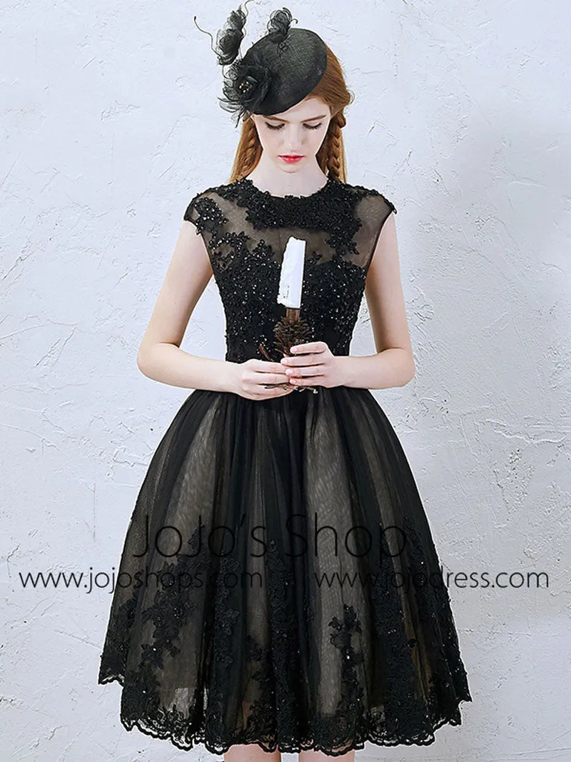 Retro Short Black Lace Formal Evening Dress