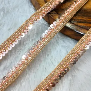 Rose Gold Embellished Sequins Work Handwork Trim