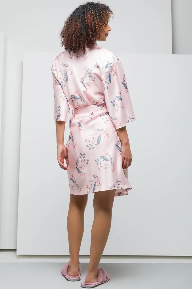 Satin Kimono Sleeve Summer Gown Pink
