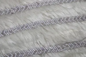 Silver Embellished Hand Beads Work Embroidered Lace