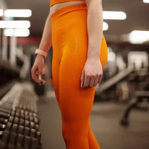 Sol Ribbed Leggings - Golden Hour Orange