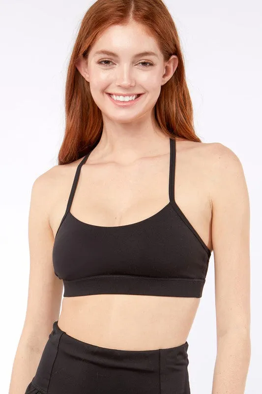 Solid Seamless Bralette With Racerback Detail