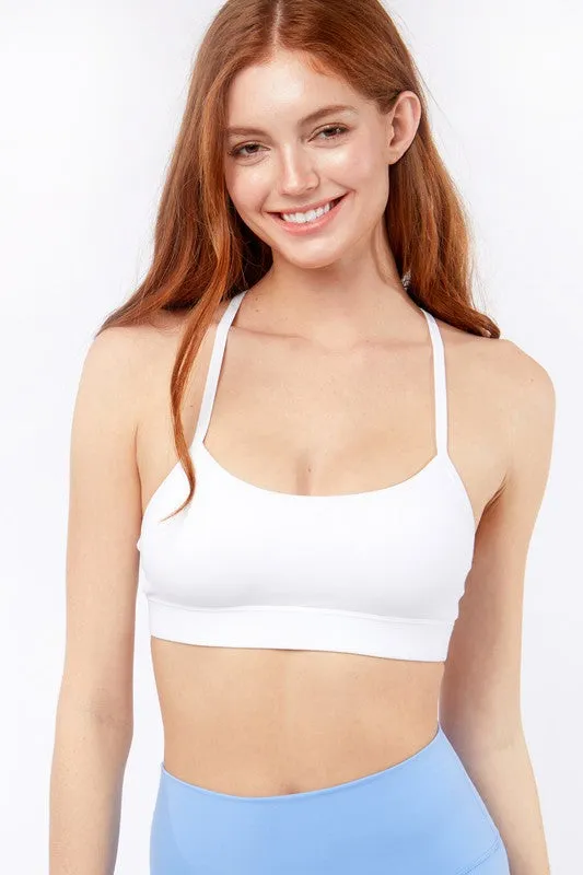 Solid Seamless Bralette With Racerback Detail