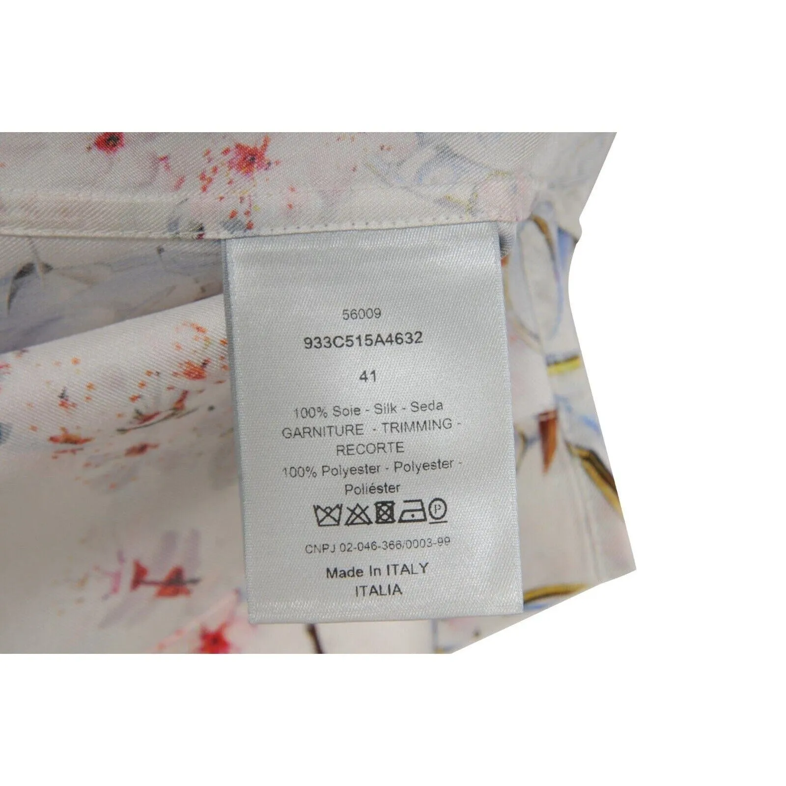 Sorayama Robot Floral Button Down Pajama Shirt White Pink Silk