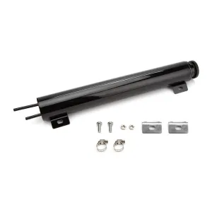 Specialty Products Overflow Tank - 22 oz - 15 in Tall - 2 in Diameter - 1/4 in Hose Barb Inlet - 1/4 in Hose Barb Outlet - Stainless - Black