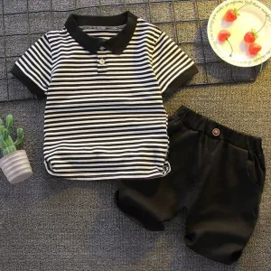 Striped Cotton Short Sleeve Polo-shirt & Shorts