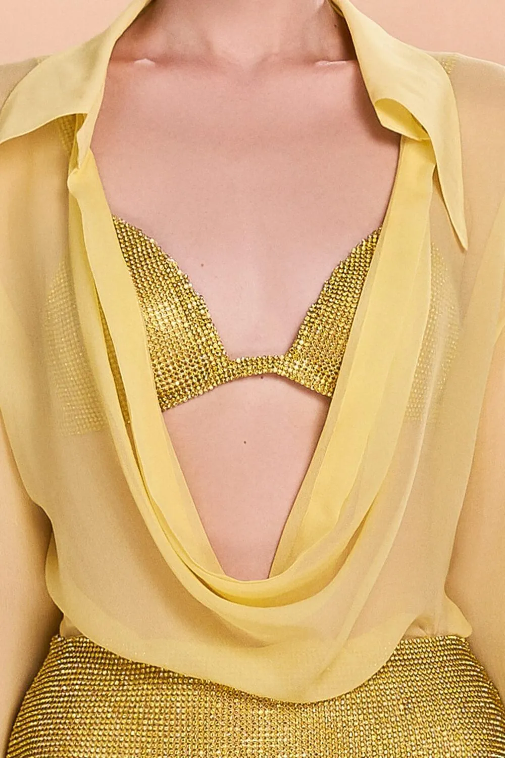 Tessa Cropped Backless Stone Silk Bralette