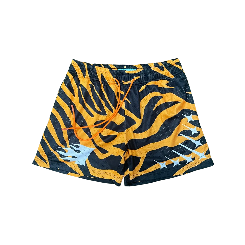 Tiger Print Mesh Shorts