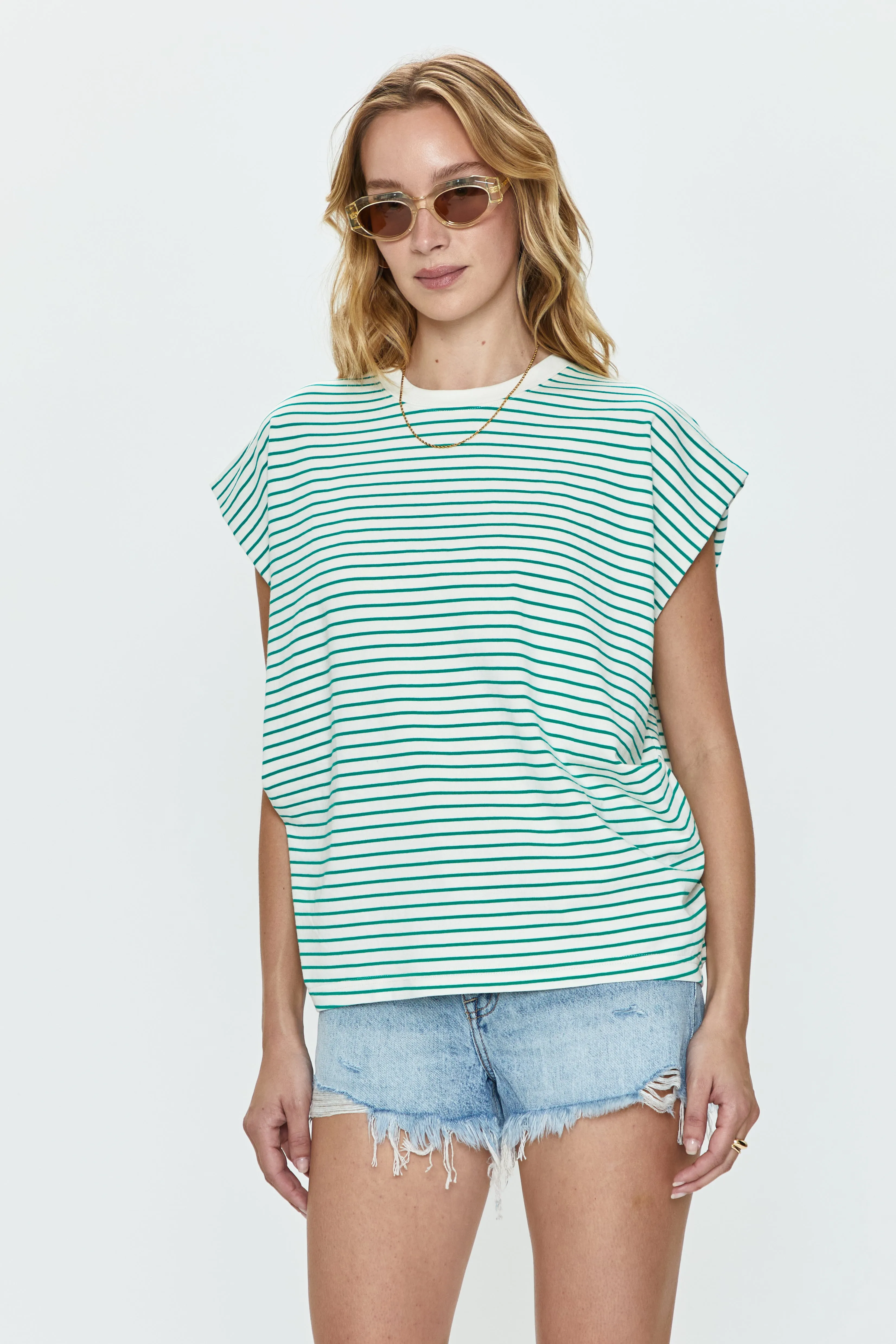 Trina Muscle Tee - Vert Stripe
