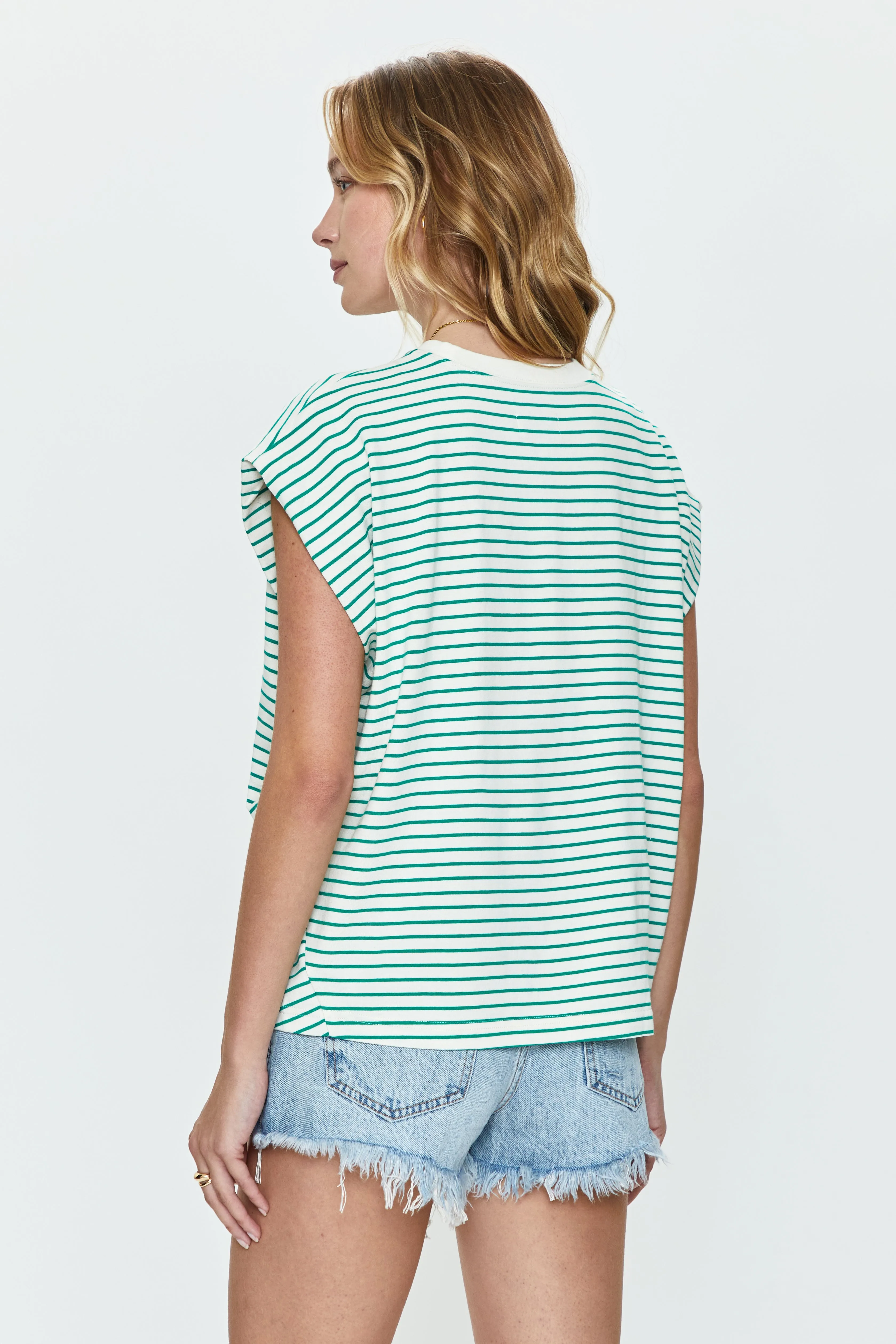 Trina Muscle Tee - Vert Stripe