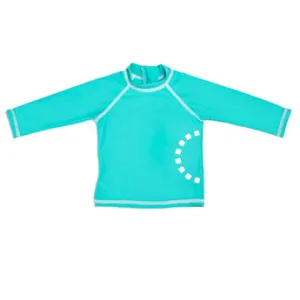Turquoise/ white long-sleeved rash top (zipped)