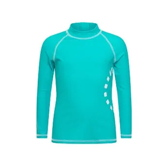 Turquoise/ white long-sleeved rash top (zipped)