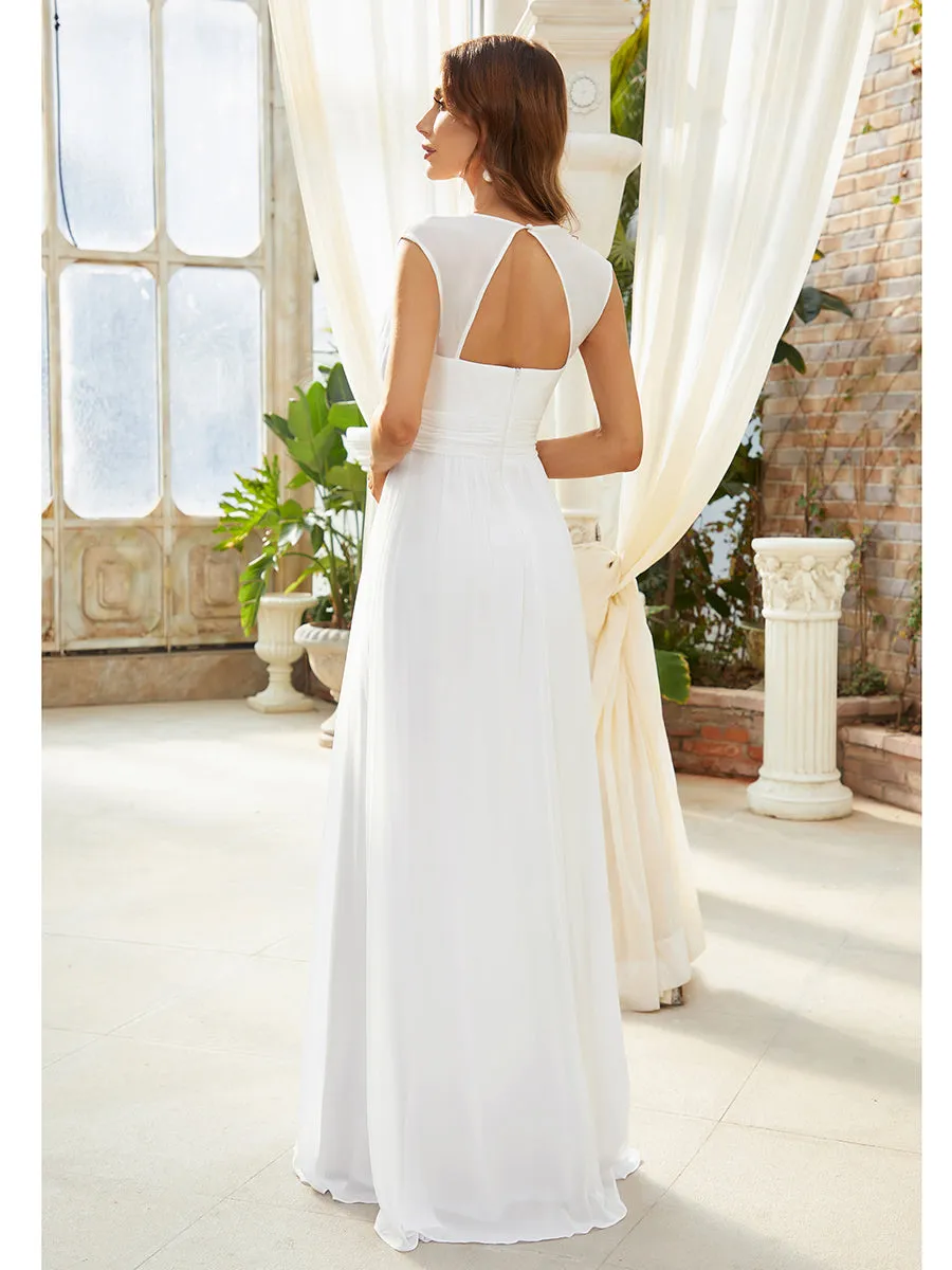 V-Neck Empire Waist Chiffon Maxi Long Wholesale Evening Gowns EP08697