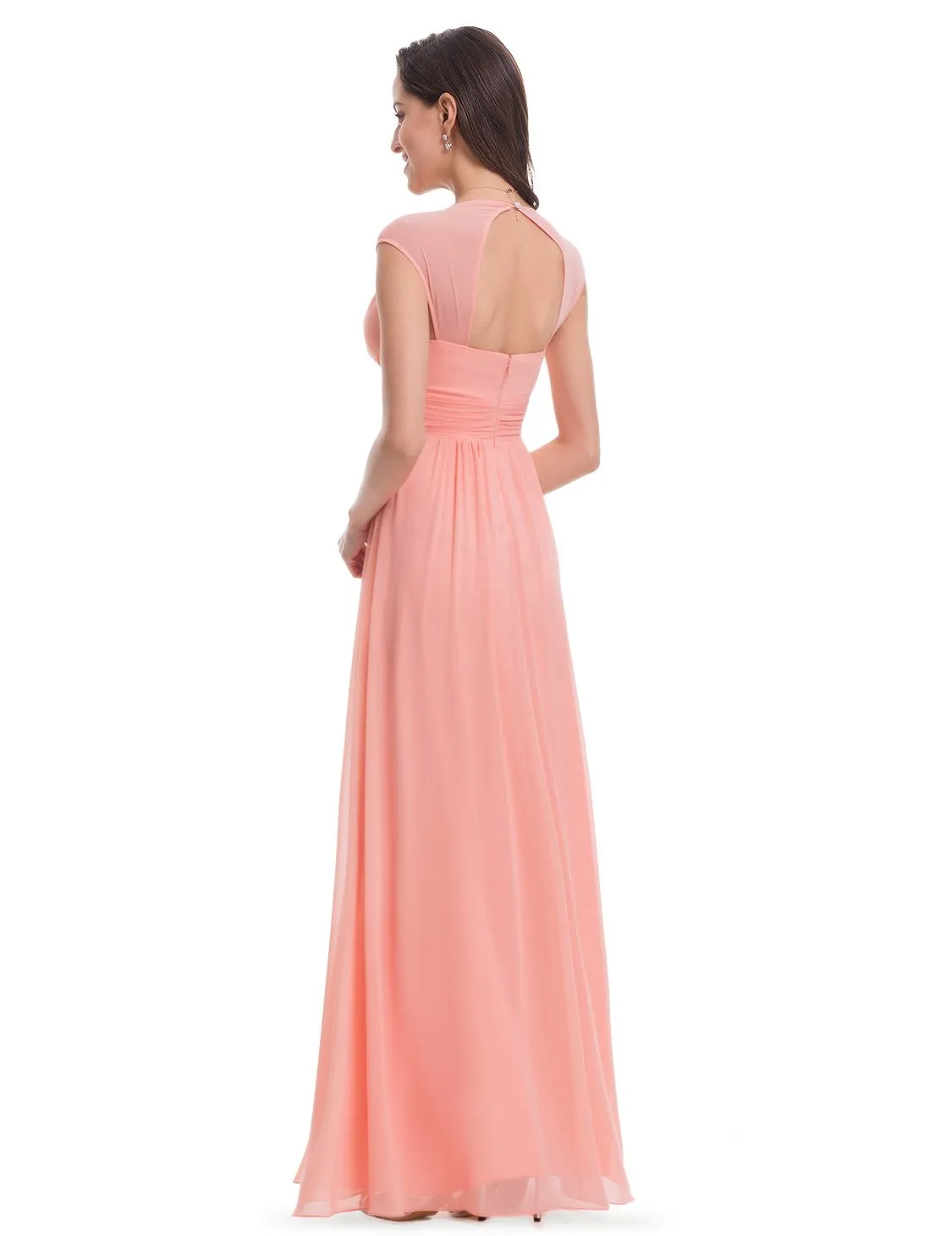 V-Neck Empire Waist Chiffon Maxi Long Wholesale Evening Gowns EP08697