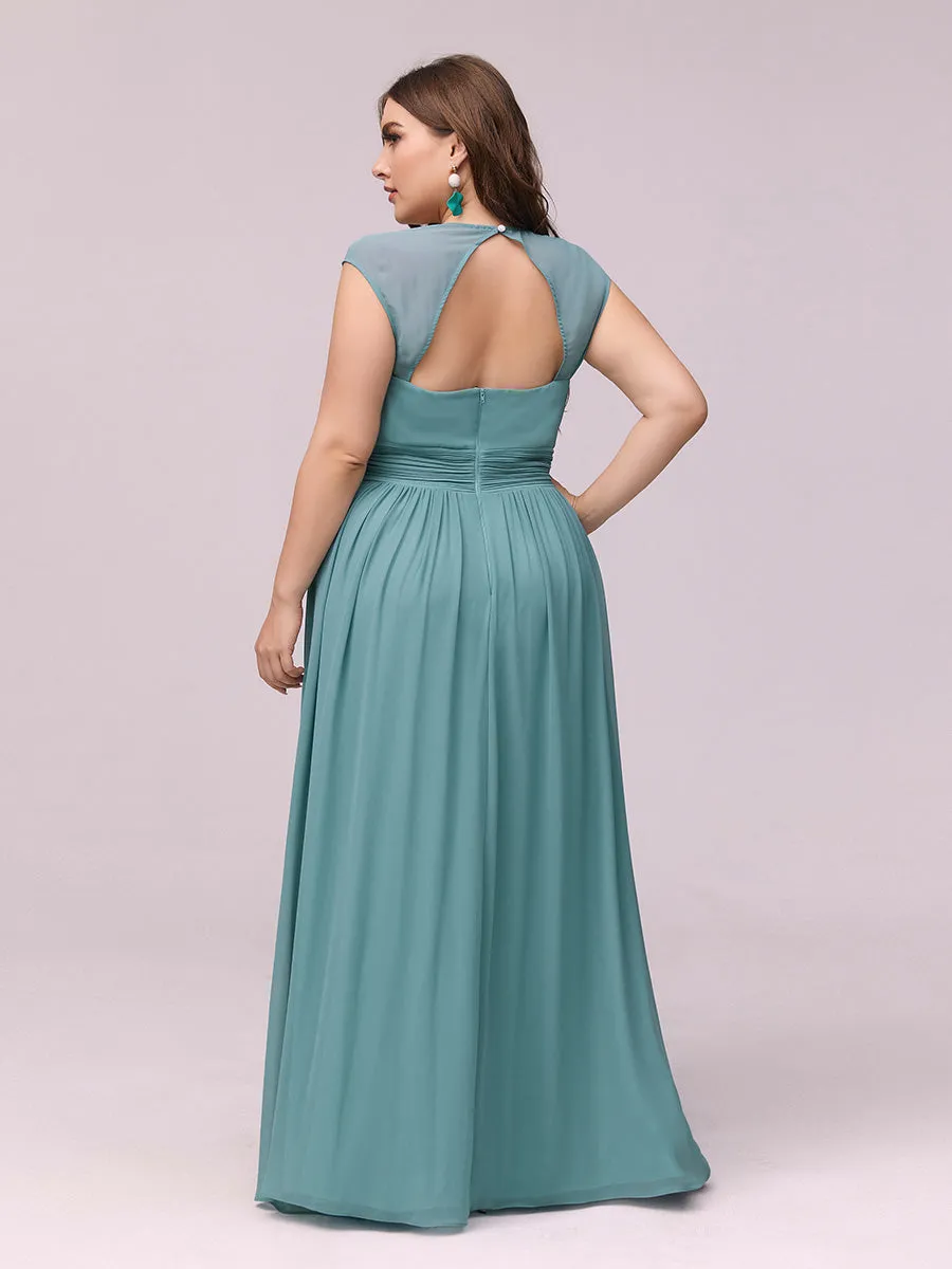 V-Neck Empire Waist Chiffon Maxi Long Wholesale Evening Gowns EP08697