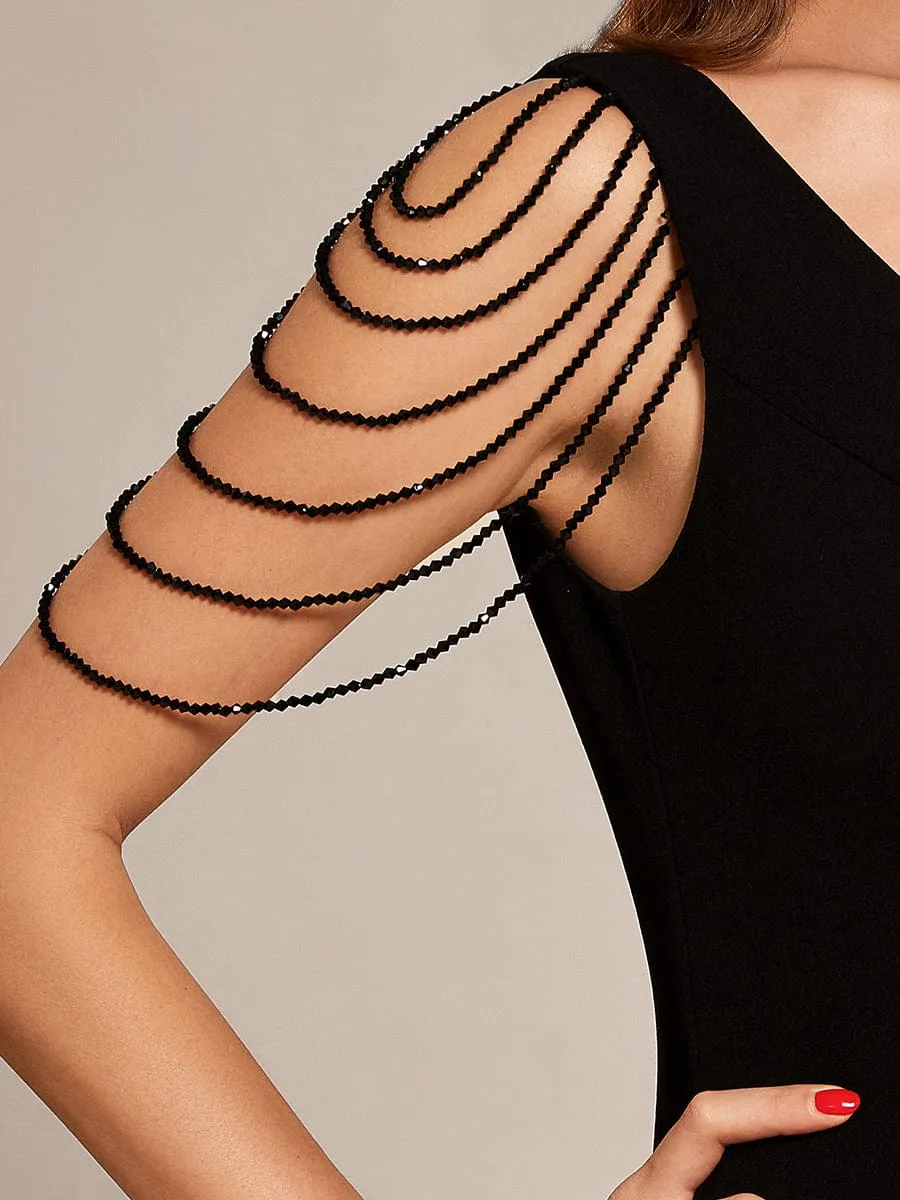 V Neck Stretch Crepe High Front Slit Bodycon Prom Dress