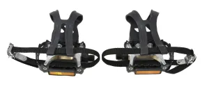 VP-515 MTB ATB PEDALS   TOE CLIPS & STRAP SET WITH REFLECTOR PLATES