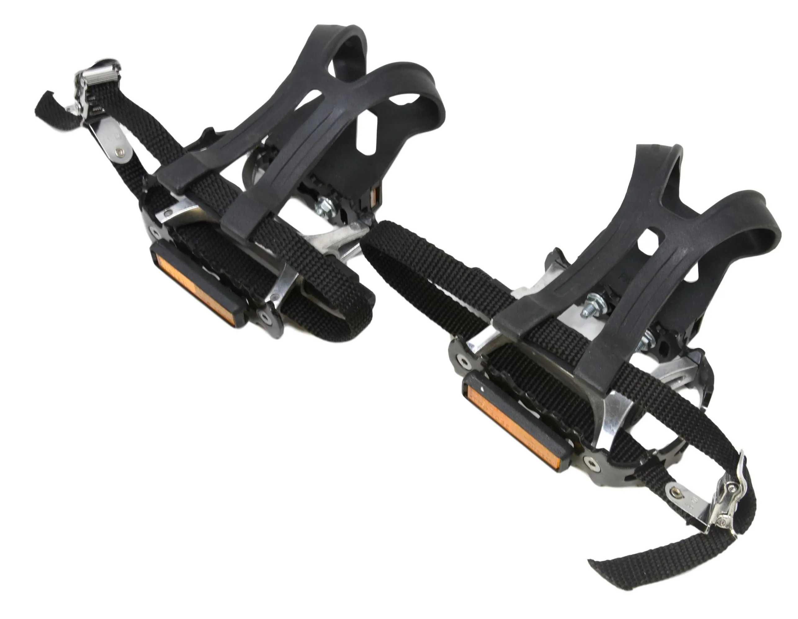 VP-515 MTB ATB PEDALS   TOE CLIPS & STRAP SET WITH REFLECTOR PLATES