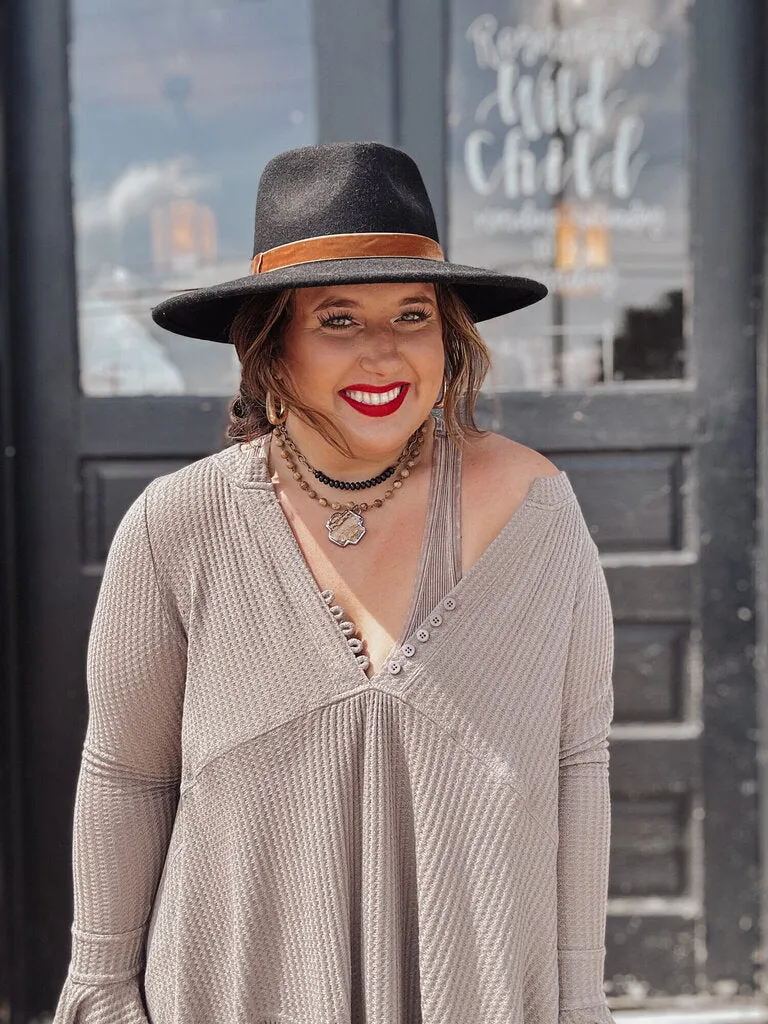 Waffle Bell Sleeve Flare Top