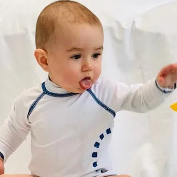 White/ blue long-sleeved rash top (zipped)