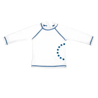 White/ blue long-sleeved rash top (zipped)