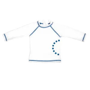 White/ blue long-sleeved rash top (zipped)