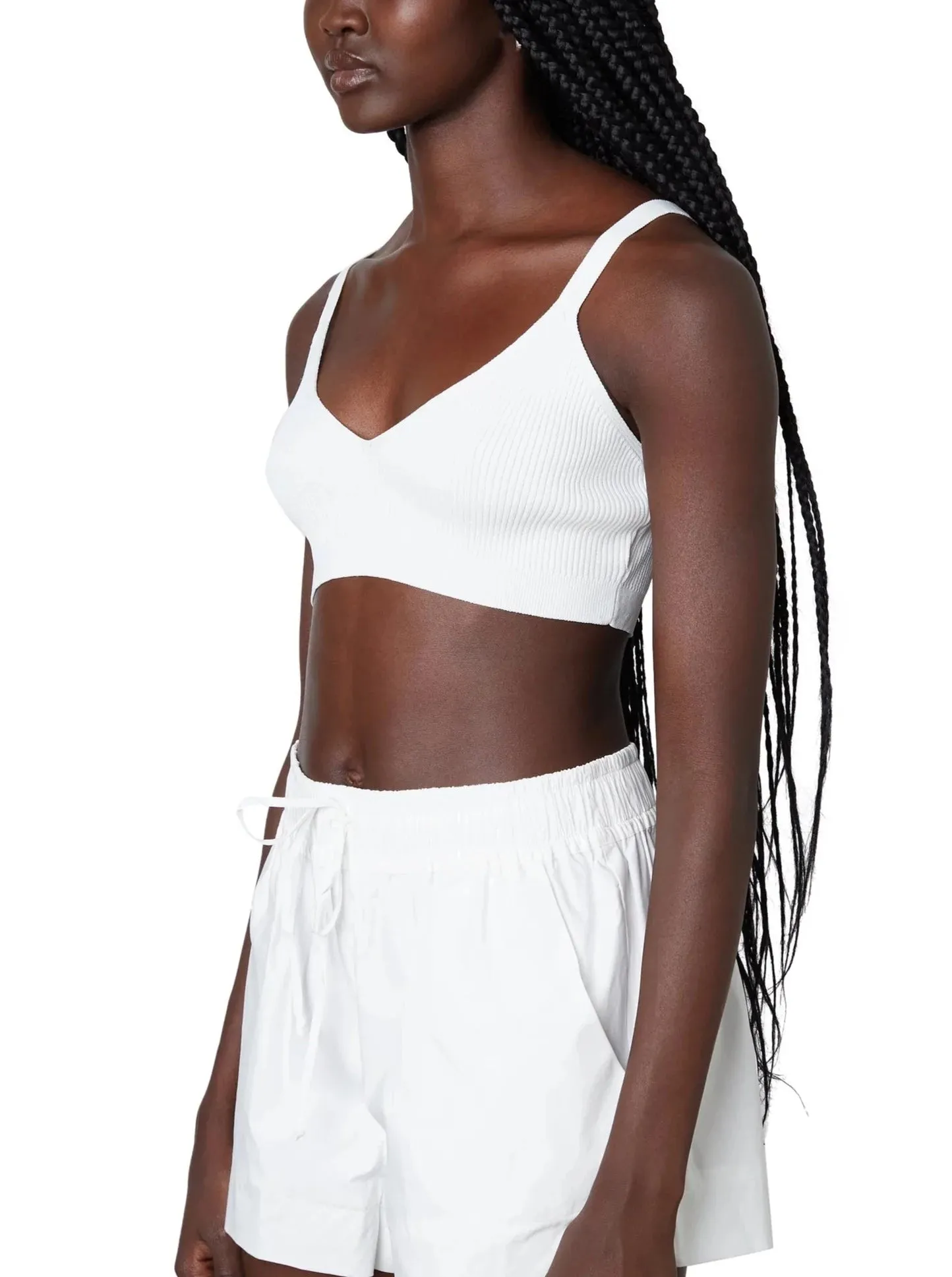 White Ribbed Sweater Bralette Top