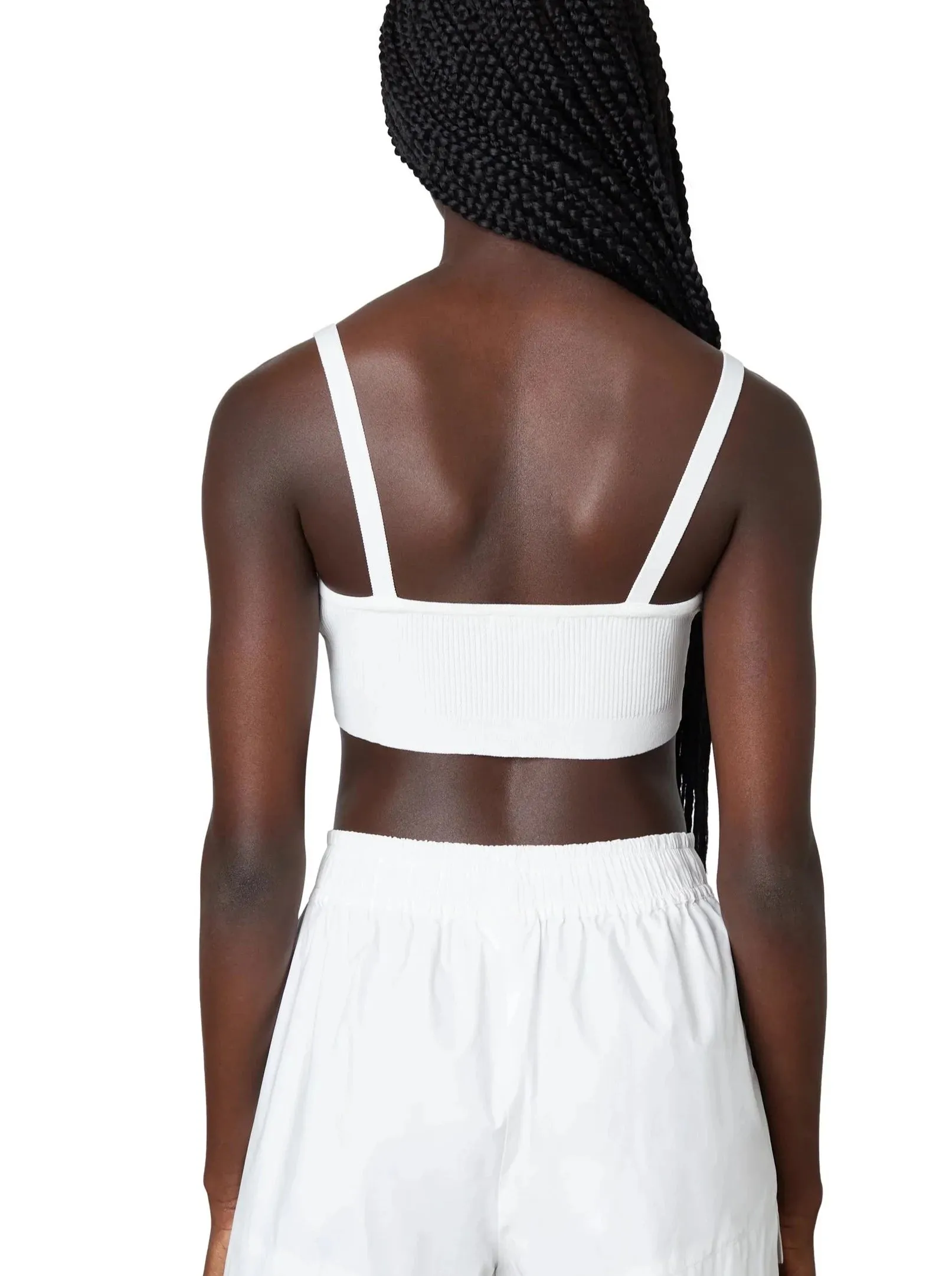 White Ribbed Sweater Bralette Top