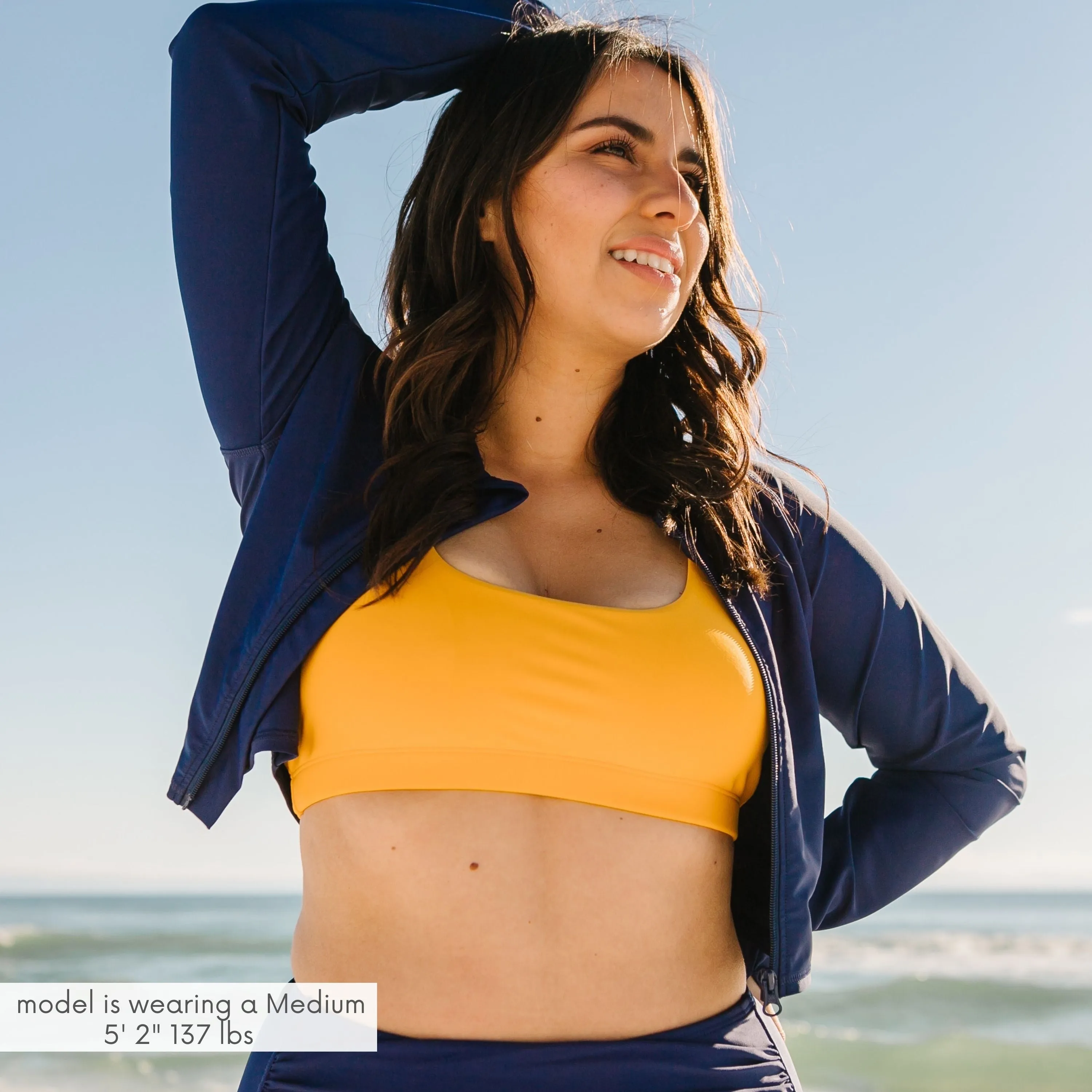 Women's Long Sleeve Crop Rash Guard | “Navy”