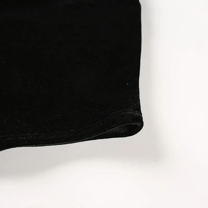 Women's Summer Velvet Tight Cropped Tank Top With Heart Embroidery
