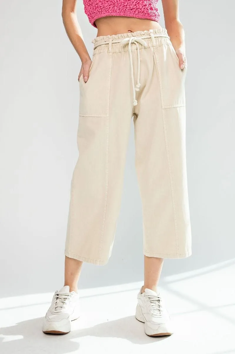 Women's Wide Leg Khaki Cargo Pants