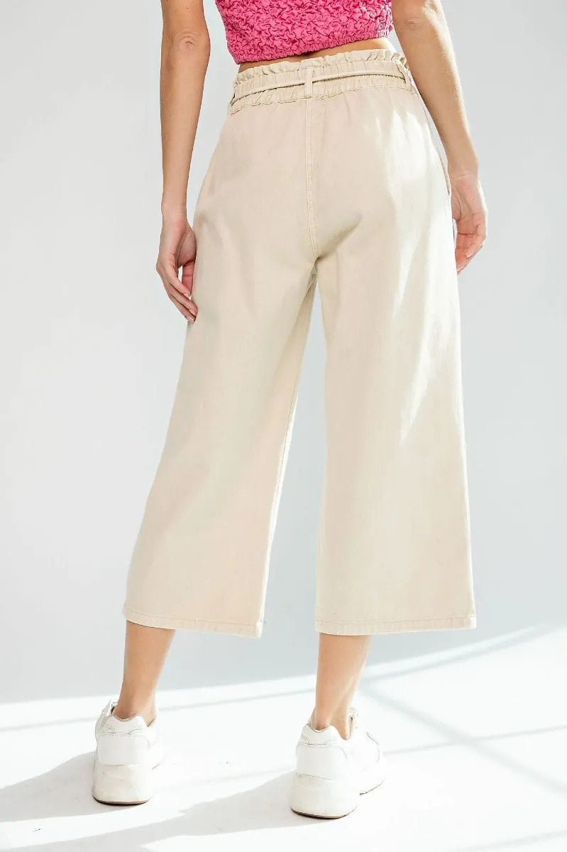 Women's Wide Leg Khaki Cargo Pants