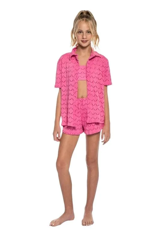 ZINA BUTTON DOWN TOP AND SHORTS SET